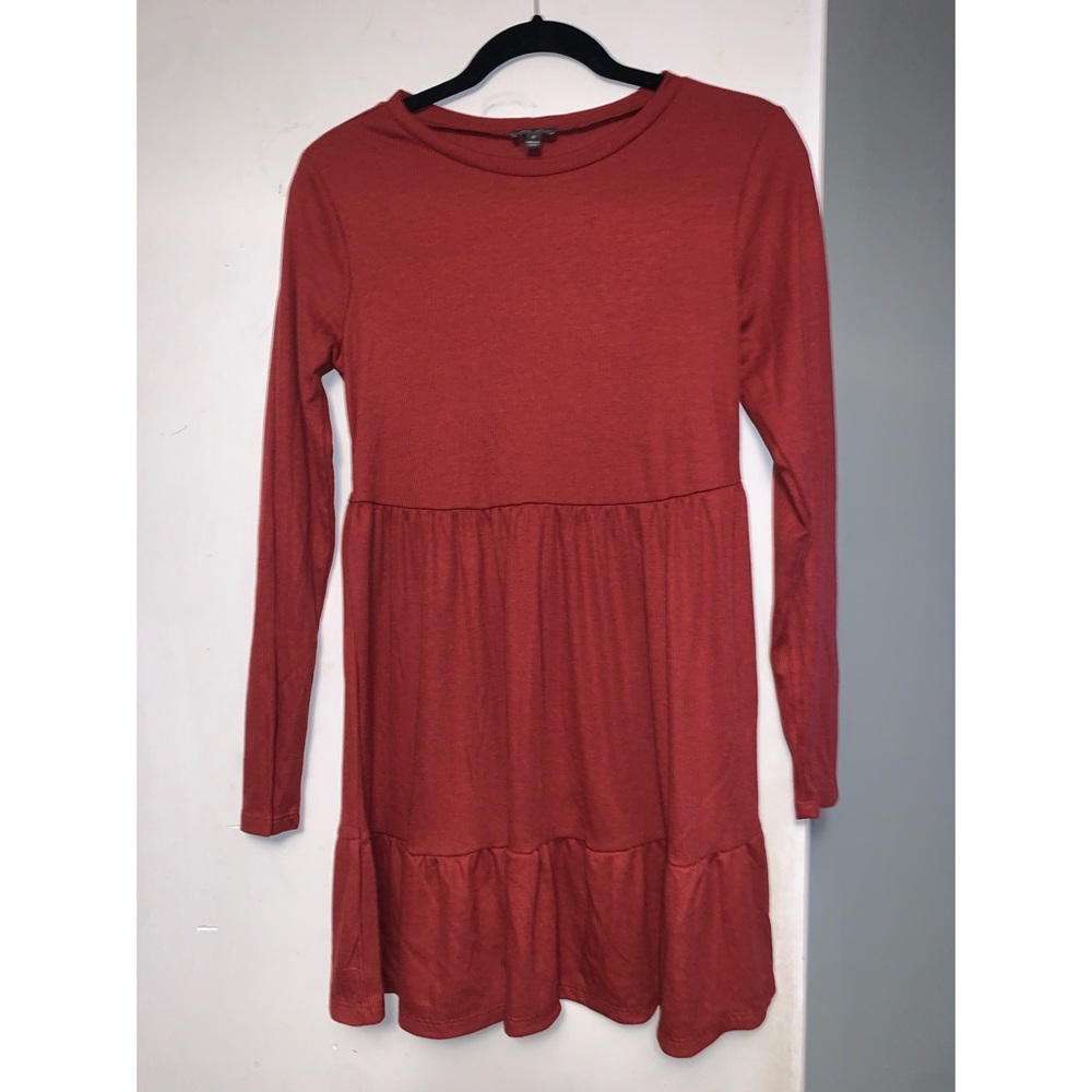 Burnt orange ribbed dress